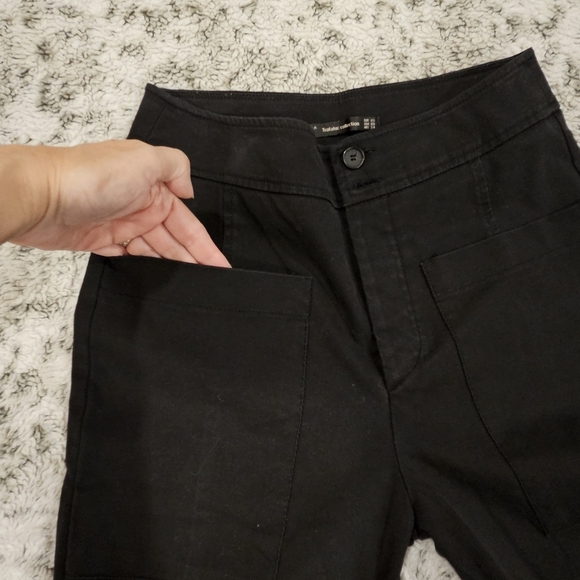 Zara SZ XS Black Roomy Barrel Leg Hi Rise Button Fly Cropped Utility Pants - Picture 12 of 13